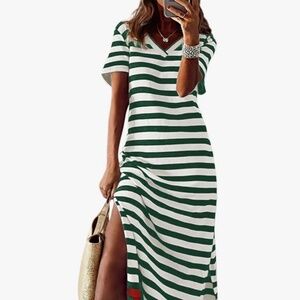 Short sleeved long dress with pockets